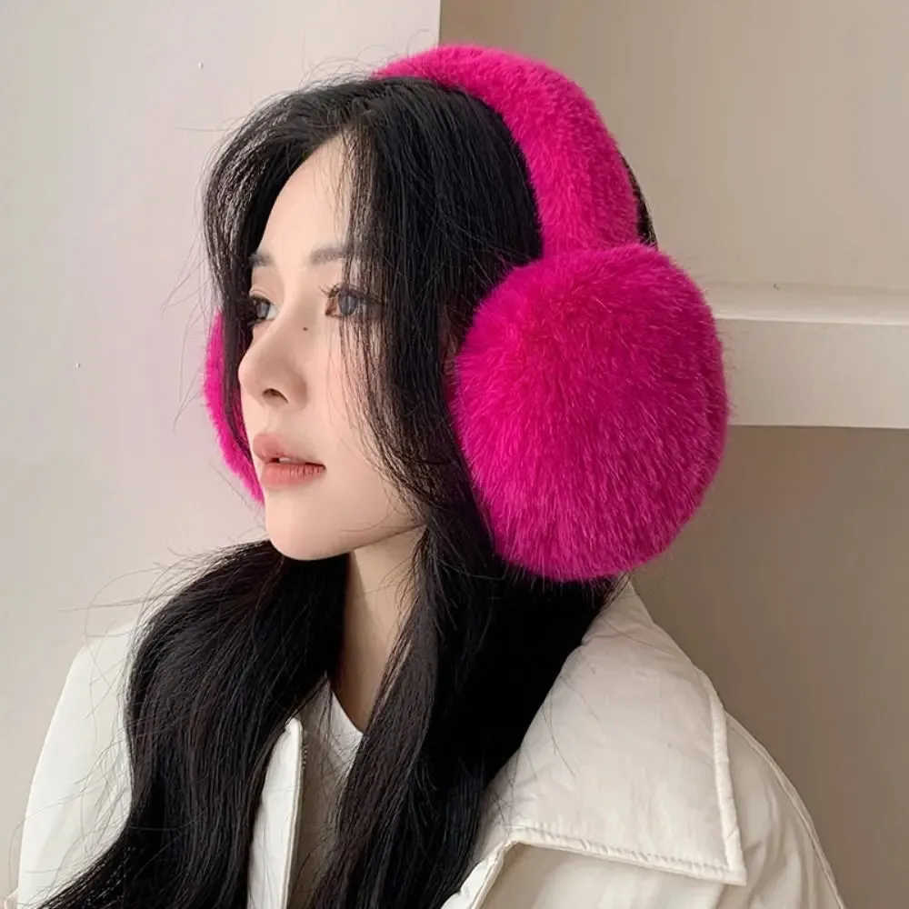 TAVIMART  -  Ear Cap Imitation Fur Plush Earmuffs Folding Solid Color Winter Earmuffs Thicken Windproof Foldable Ear Cover Student