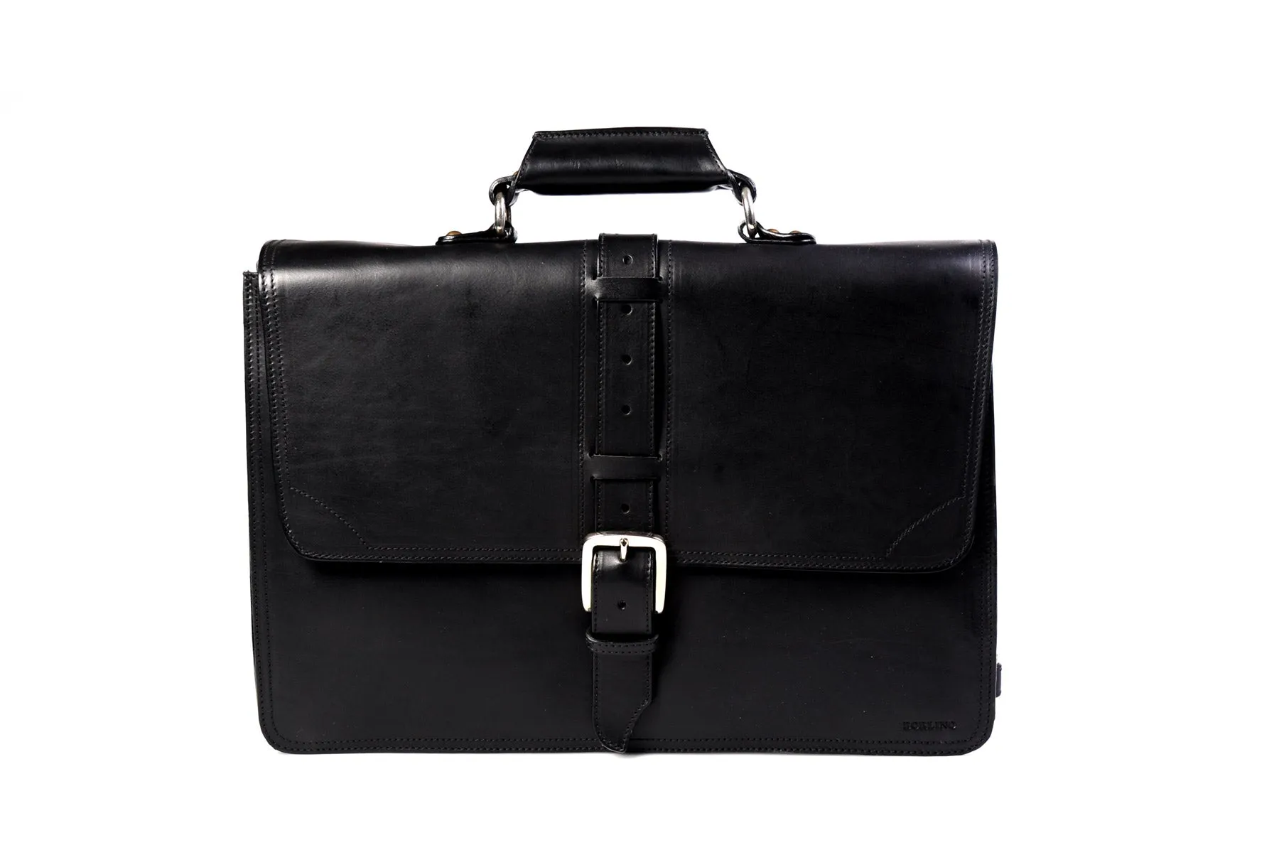 The Cesena Classic Vachetta Leather Briefcase - Onyx Black