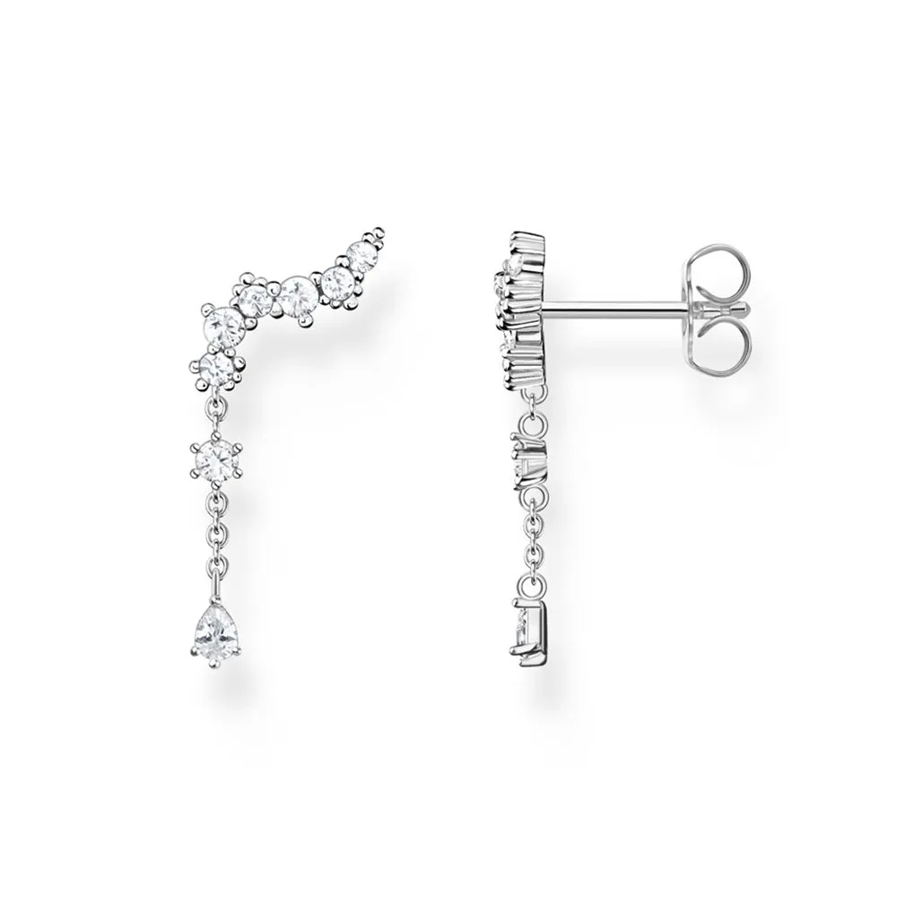 Thomas Sabo Sterling Silver Charm Club Snow Crystal CZ Ear Climbers Earrings