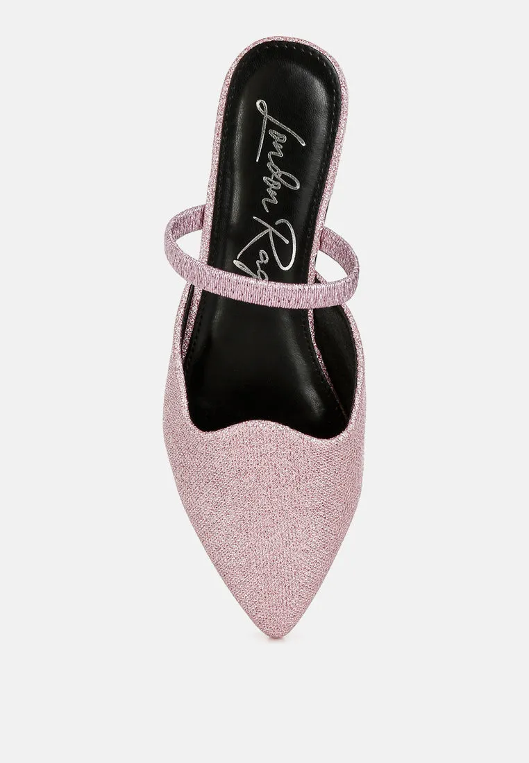 Twiggy Glitter Faux Leather Flat Mules