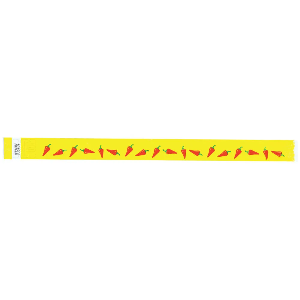 Tytan-Band® Expressions Tyvek Wristbands 3/4" Chili Peppers Design NTX54 - Yellow (500/Pack)