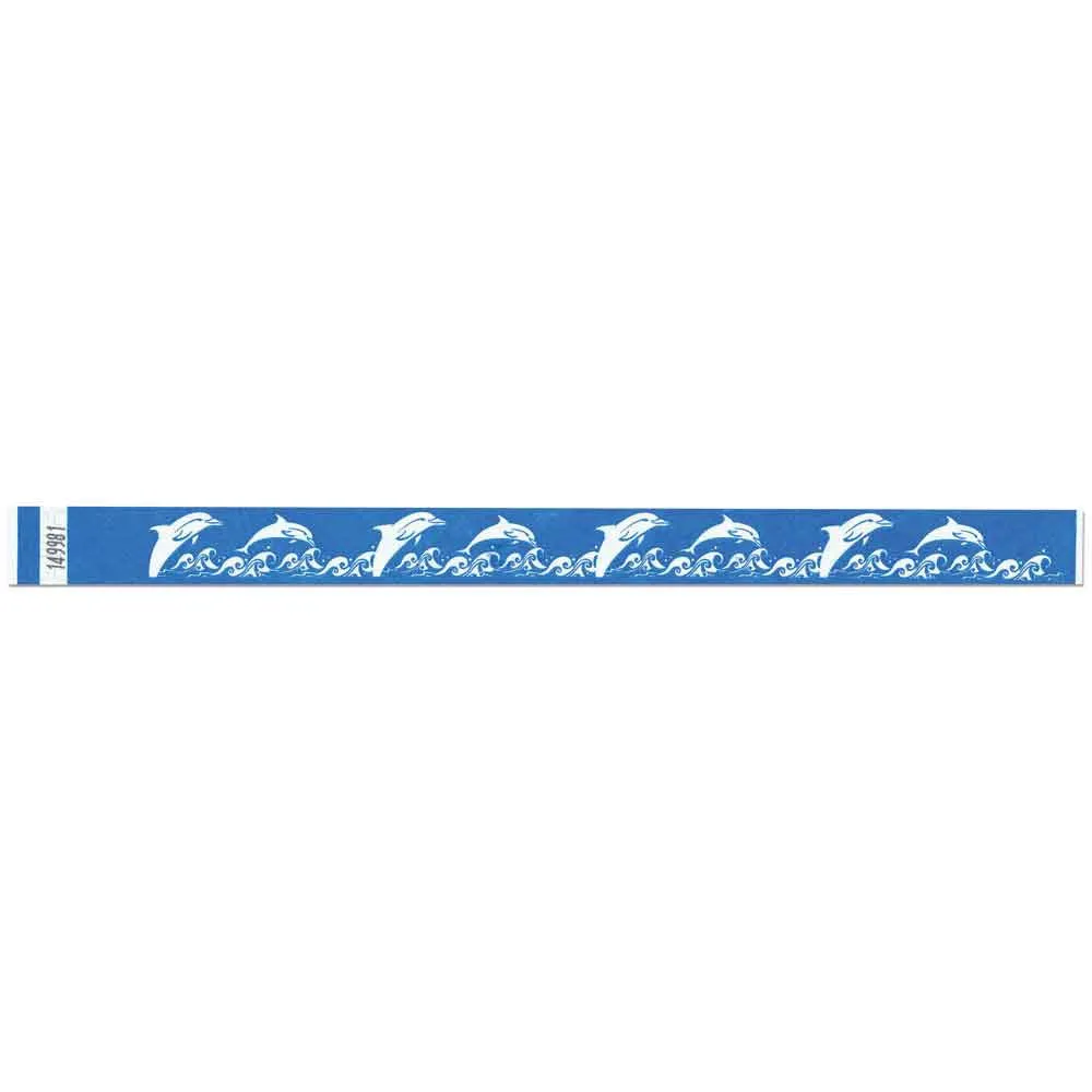 Tytan-Band® Expressions Tyvek Wristbands 3/4" Dolphins Design NTX50 (500/Pack)