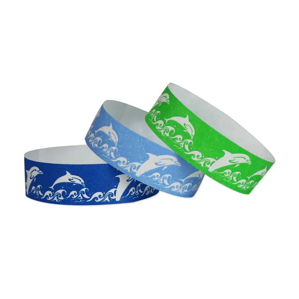 Tytan-Band® Expressions Tyvek Wristbands 3/4" Dolphins Design NTX50 (500/Pack)