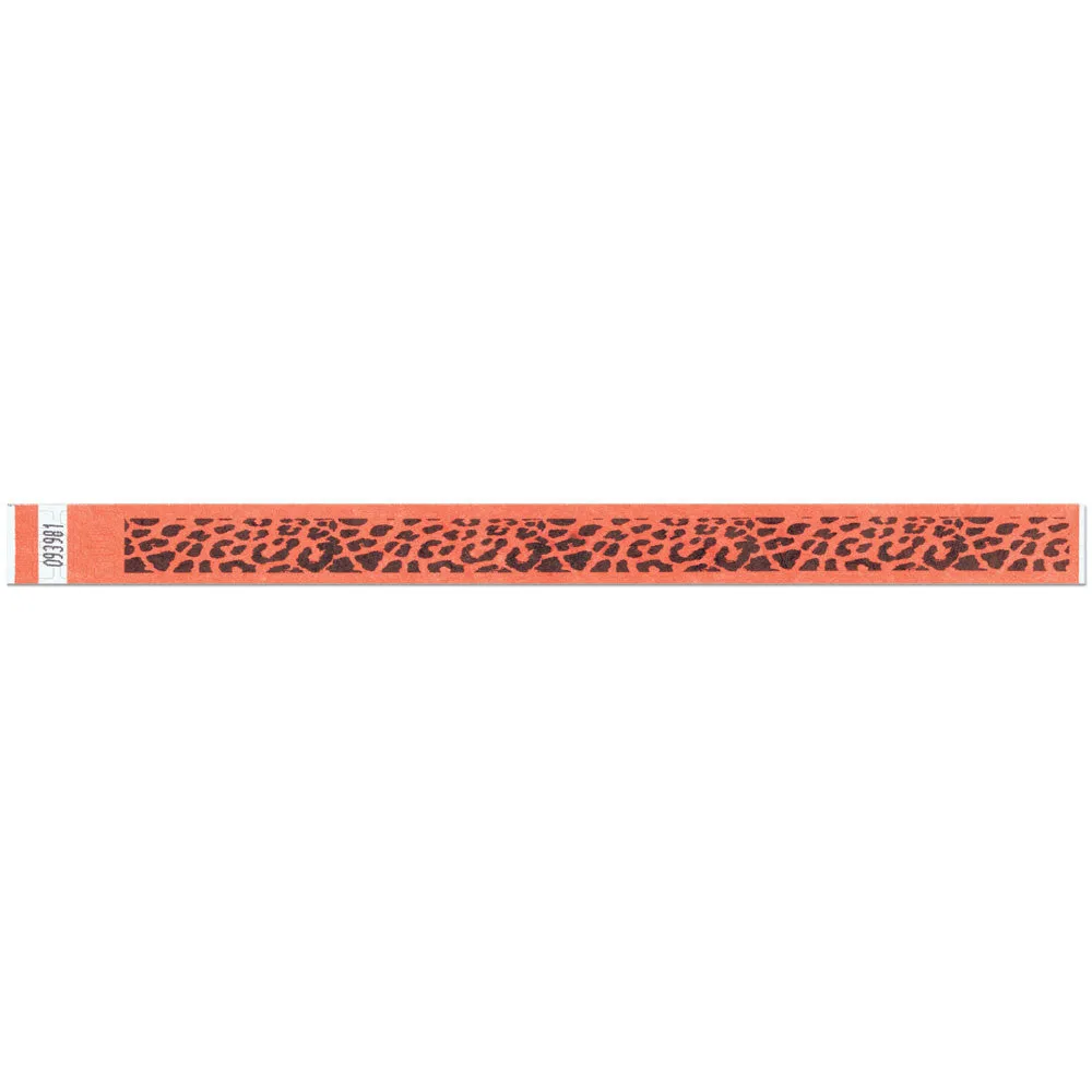 Tytan-Band® Expressions Tyvek Wristbands 3/4" Leopard Design NTX58 - Day Glow Orange (500/Pack)