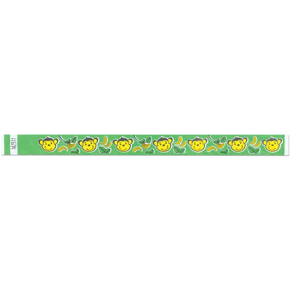 Tytan-Band® Expressions Tyvek Wristbands 3/4" Monkeys Design NTX102 (500/Pack)