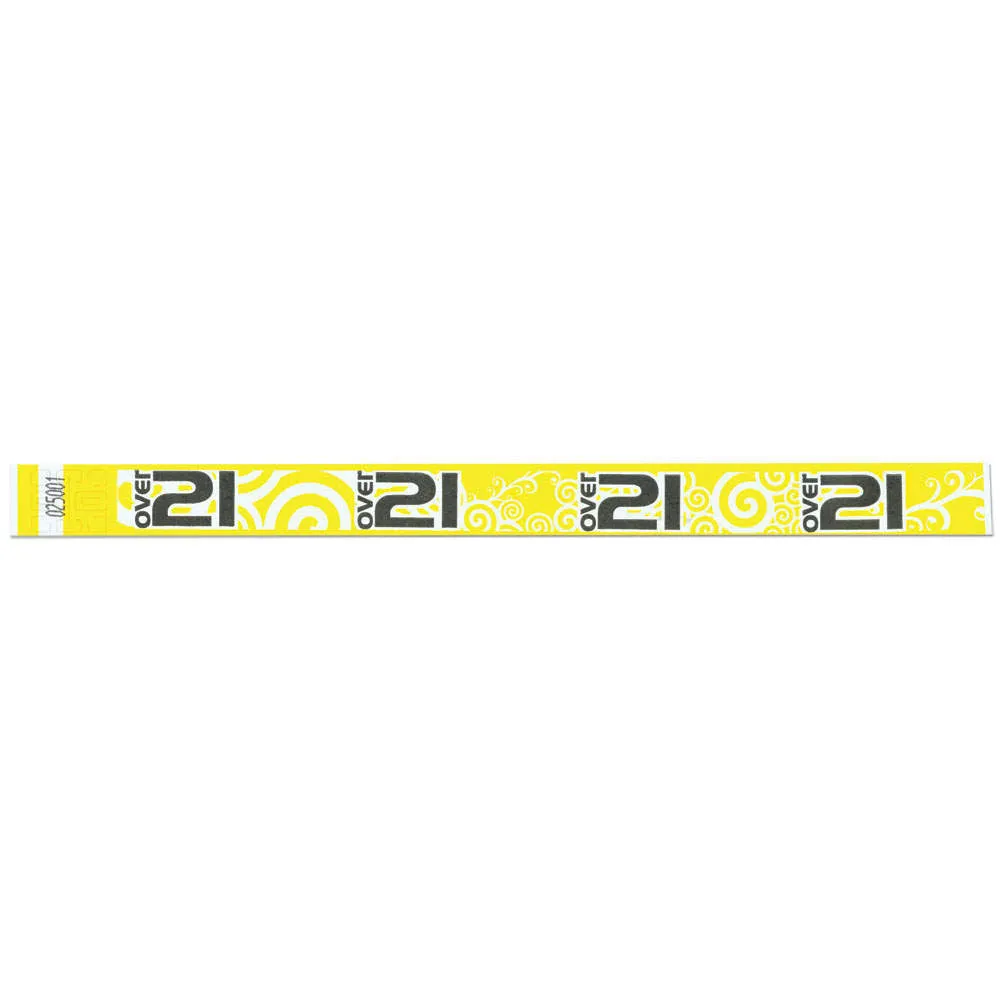 Tytan-Band® Expressions Tyvek Wristbands 3/4" 'Over 21' Swirls Design NTX89 (500/Pack)