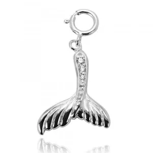 Whale Tail Charm with Cubic Zirconia