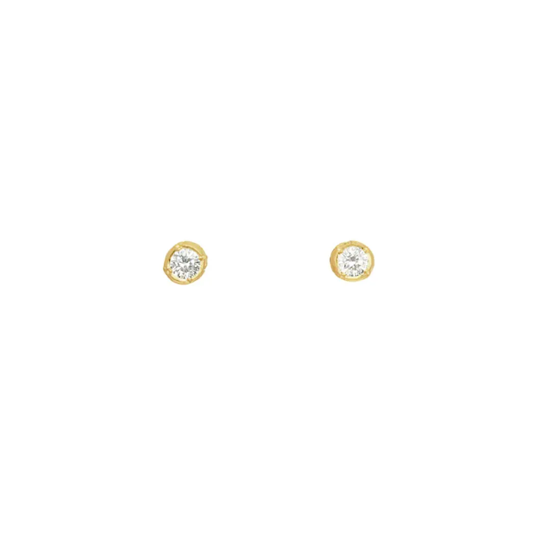 White Topaz Solitaire Studs in Vermeil